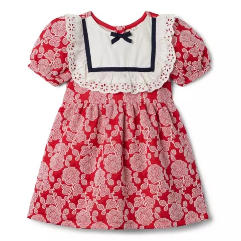 Janie and Jack Rose Jacquard Eyelet Ruffle Dress size 3